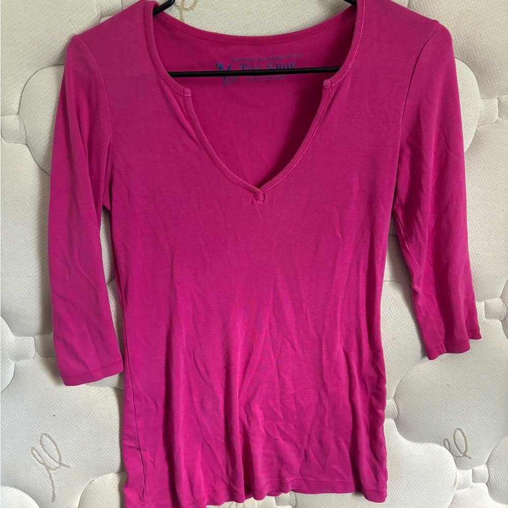 Fitted Pink 3/4 Sleeve Blouse